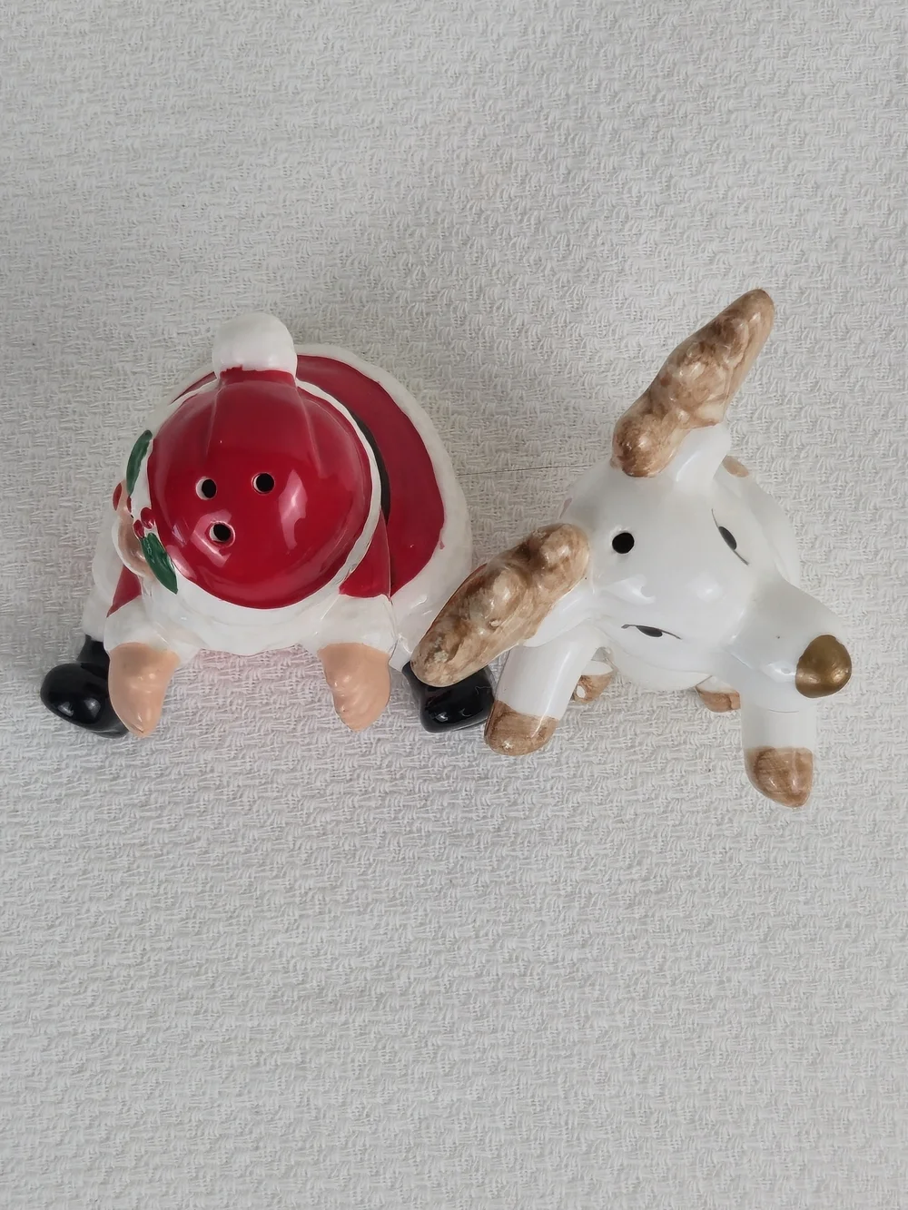 Vintage OCI Omnibus Santa & Reindeer Salt & Pepper Shakers
